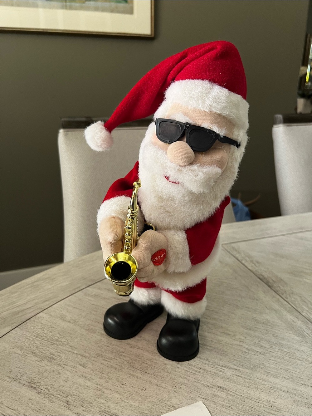Vintage musical Santa Claus Saxophone-Ready to entertain -red cheeks light up